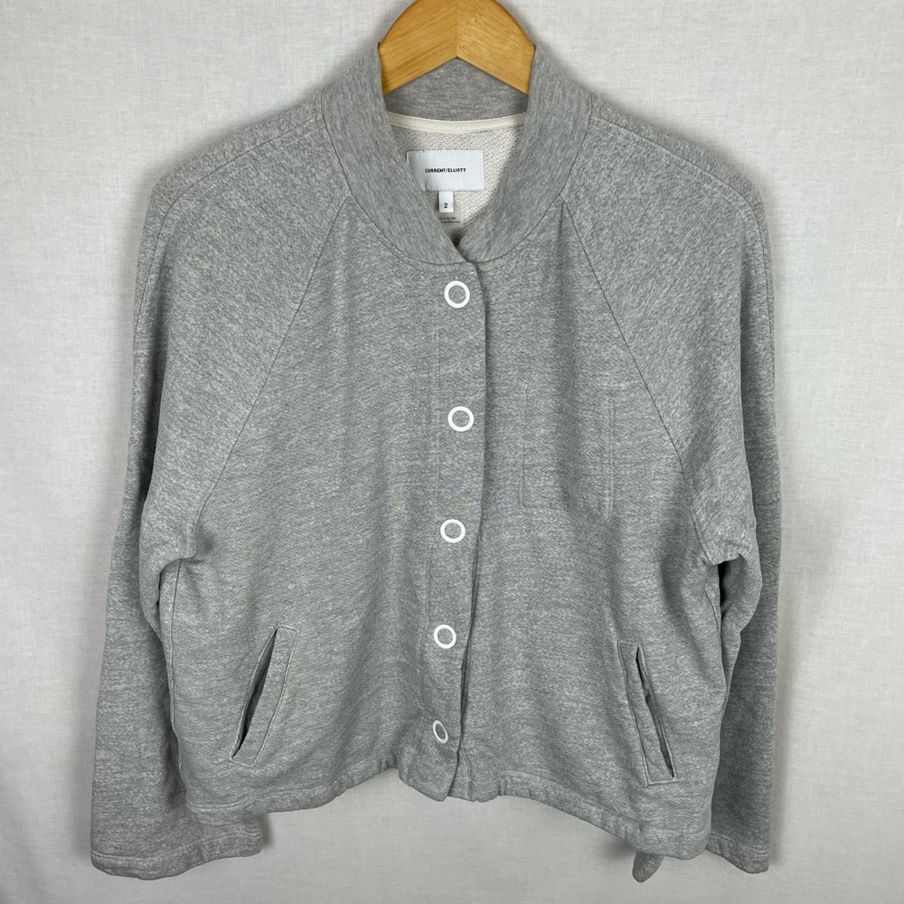 Current Elliott Cora Knit Bomber Jacket Bell Sleeve